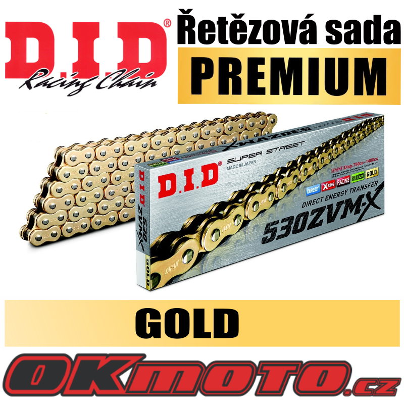 Řetězová sada D.I.D PREMIUM 530ZVM-X2 GOLD X-ring - Suzuki VZ 800 Marauder, 800ccm - 97>04 D.I.D (Japonsko)
