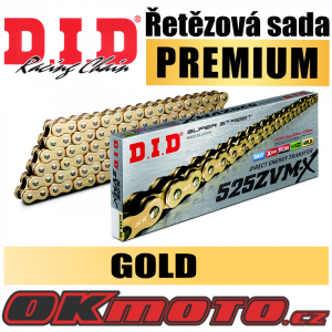 Řetězová sada D.I.D PREMIUM 525ZVMX GOLD X-ring - Benelli TRK 502, 500ccm - 16-20 D.I.D (Japonsko)