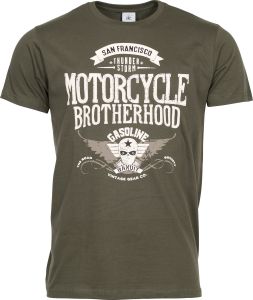 Pánské triko Motorcycle Brotherhood - tmavě olivová