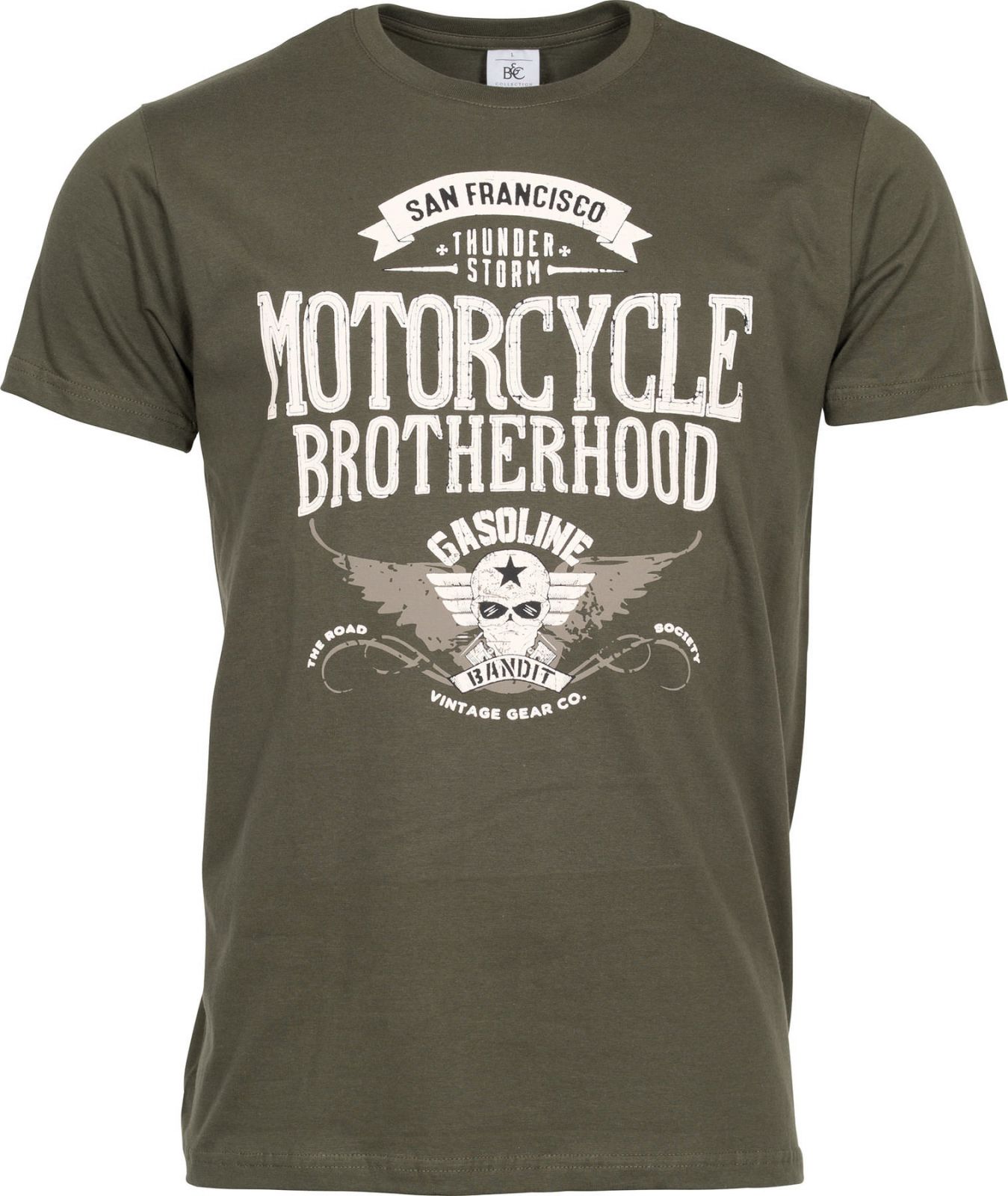 Pánské triko Motorcycle Brotherhood - tmavě olivová Gasoline Bandit