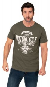 Pánské triko Motorcycle Brotherhood - tmavě olivová Gasoline Bandit