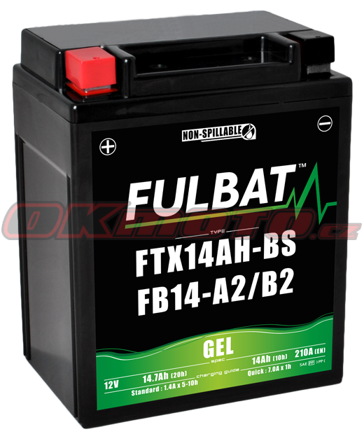 Motobaterie FULBAT FTX14AH-BS , FB14-A2/B2 GEL, 12V, 14Ah Fiamm (Itálie)