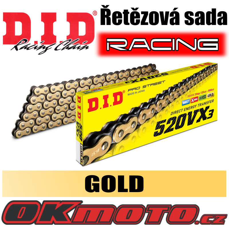 Řetězová sada D.I.D RACING - 520VX3 GOLD X-ring - Ducati Panigale 1199 S, 1199ccm - 12-15 D.I.D (Japonsko)