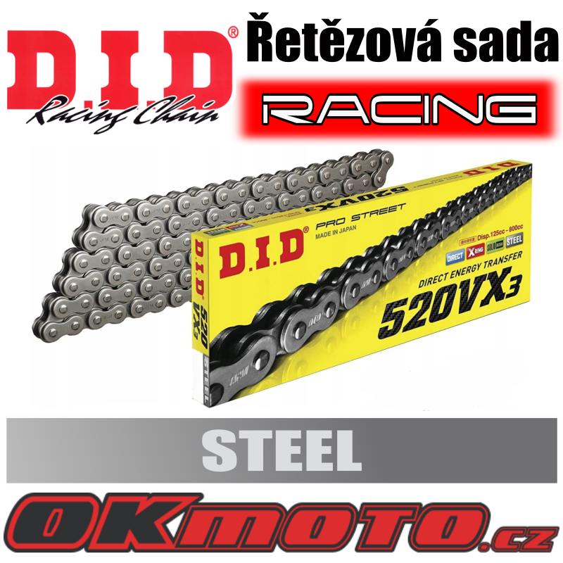 Řetězová sada D.I.D RACING - 520VX3 STEEL X-ring - Ducati Panigale 1199 R, 1199ccm - 13-17 D.I.D (Japonsko)