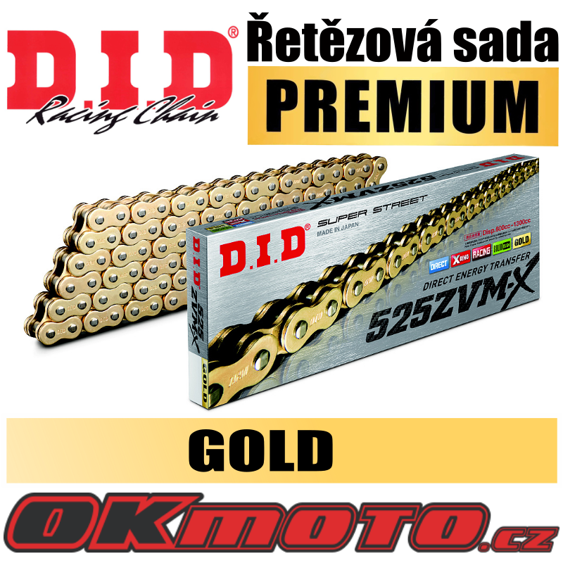 Řetězová sada D.I.D PREMIUM 525ZVMX GOLD X-ring - Ducati Multistrada 950 Touring, 950ccm - 17-18 D.I.D (Japonsko)